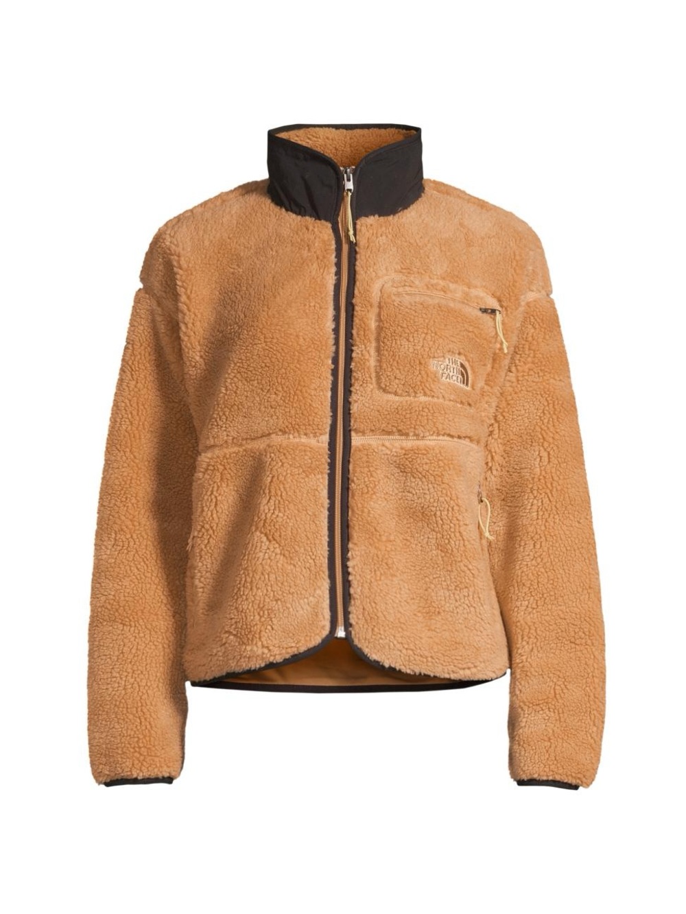 The North Face Women's Tan Sherpa Fleece Jacket with Black Trim